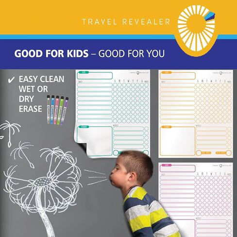 Large Magnetic Chore Chart for Kids Multiple Kids 11x13 3PK Chore Board Family Reward Chart for Kids at Home Magnetic Chore Chart Goal Incentive Reward Chart for Kids Behavior Chart +5 Markers in Kuwait
