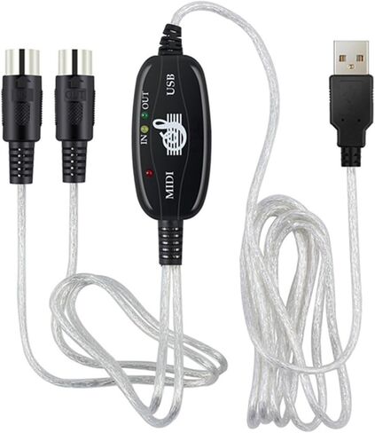 6FT USB to MIDI Cable Converter 2 in 1 PC to Synthesizer Music Studio Keyboard Interface Wire Plug Controller Adapter Cord 16 Channels Supports Computer Laptop Windows and Mac in Saudi Arabia