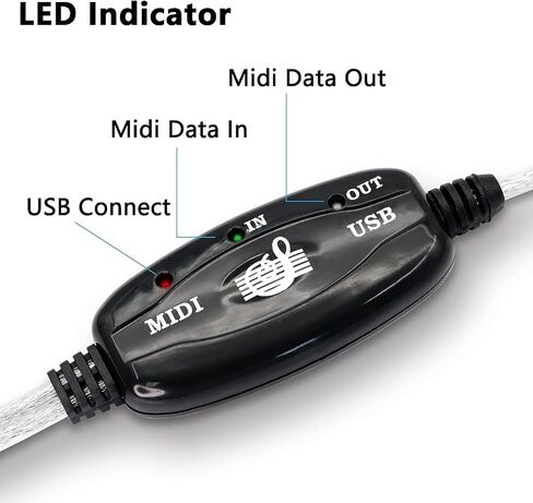 6FT USB to MIDI Cable Converter 2 in 1 PC to Synthesizer Music Studio Keyboard Interface Wire Plug Controller Adapter Cord 16 Channels Supports Computer Laptop Windows and Mac in Saudi Arabia
