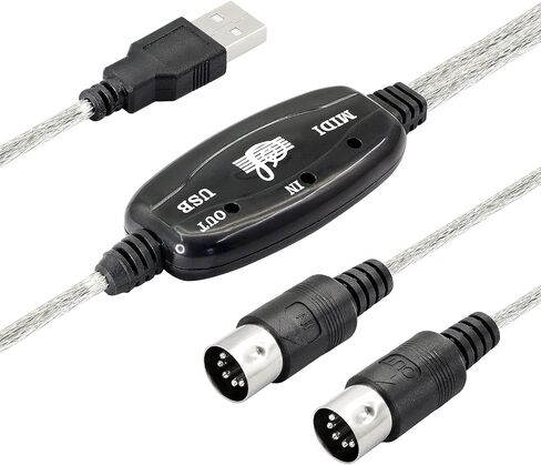 6FT USB to MIDI Cable Converter 2 in 1 PC to Synthesizer Music Studio Keyboard Interface Wire Plug Controller Adapter Cord 16 Channels Supports Computer Laptop Windows and Mac in Saudi Arabia