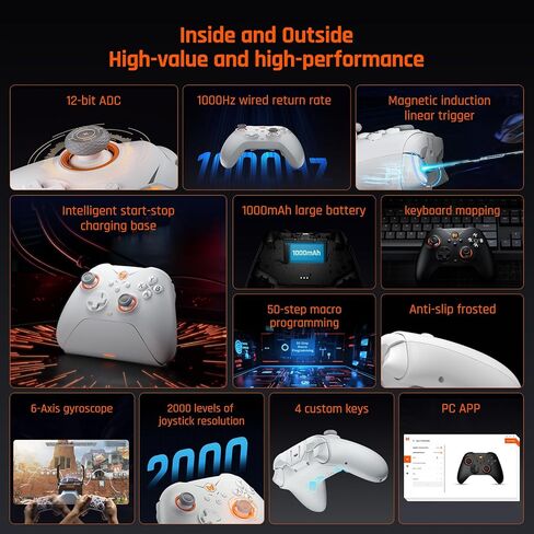 PC Controllers, BIGBIG WON Gale Wireless Controllers, Motion Aiming, Hall Trigger, 4 Custom Buttons, PC App Game Controllers for Switch/PC/iOS/Android Wireless Gaming Controller with Charging Dock in Kuwait