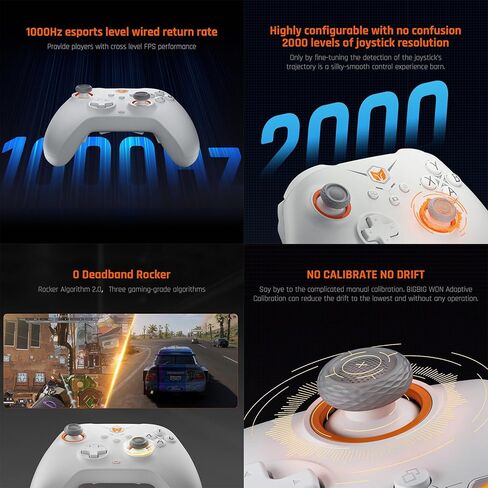 PC Controllers, BIGBIG WON Gale Wireless Controllers, Motion Aiming, Hall Trigger, 4 Custom Buttons, PC App Game Controllers for Switch/PC/iOS/Android Wireless Gaming Controller with Charging Dock in Kuwait