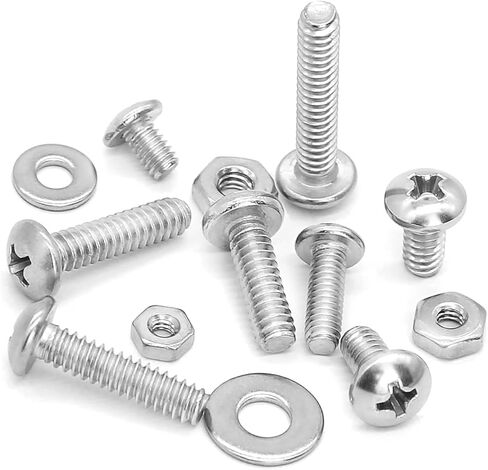 مجموعة متنوعة من الصواميل والمسامير 720 قطعة، 4-40#6-32#8-32#10-24 تشكيلة رأس مقلاة فيليبس من الفولاذ المقاوم للصدأ وصواميل وغسالات مسطحة ومسامير مع حافظة in Kuwait