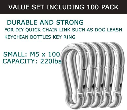 Spring Snap Hook Carabiners, M5 x 50MM 2" Spring Links, Strong Metal Keyring Clip Quick Chain Links, 220lbs Holding Capacity Spring Clips for Dog Leash Keychain Bottle in Saudi Arabia