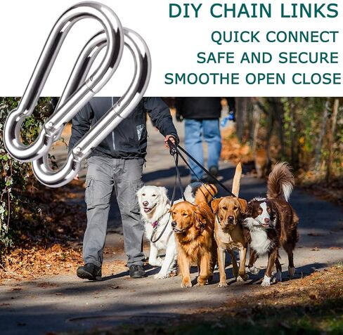 Spring Snap Hook Carabiners, M5 x 50MM 2" Spring Links, Strong Metal Keyring Clip Quick Chain Links, 220lbs Holding Capacity Spring Clips for Dog Leash Keychain Bottle in Saudi Arabia