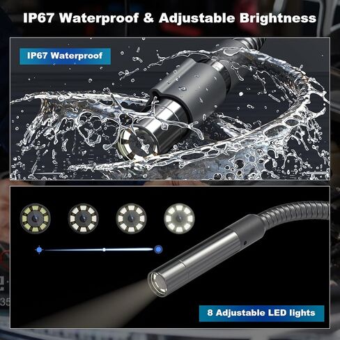 كاميرا فحص رقمية XTOOL XV100، منظار داخلي مقاوم للماء مع 8 مصابيح LED قابلة للتعديل، بوريسكوب USB، يعمل مع X100 Pad3/D8/D8BT/D9/D9 Pro/A80/A80 Pro لفحص خطوط أنابيب صيانة المركبات in Kuwait