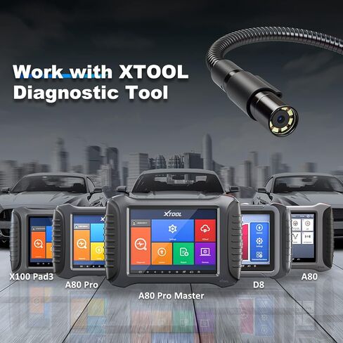 كاميرا فحص رقمية XTOOL XV100، منظار داخلي مقاوم للماء مع 8 مصابيح LED قابلة للتعديل، بوريسكوب USB، يعمل مع X100 Pad3/D8/D8BT/D9/D9 Pro/A80/A80 Pro لفحص خطوط أنابيب صيانة المركبات in Kuwait