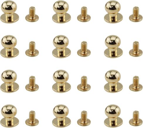 Maxmoral 12 Sets Leather Rivet Button Rivets 10MM Black Solid Brass Round Head Button Screw for Leathercraft Belt and Wallet and Handbag Repair Decoration in Saudi Arabia