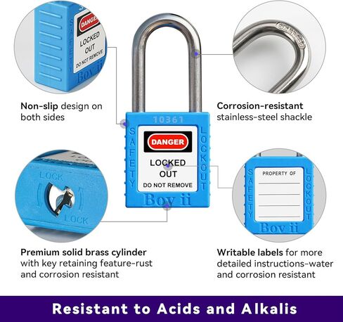 أقفال Loto -2 قفل قفل أزرق، مفتاحان مختلفان، مفتاحان لكل قفل، قفل Lagout متوافق مع OSHA. in Kuwait