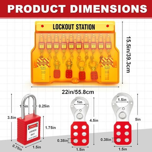 Lockout Tagout Kits, Lockout Tagout Station with Loto Devices Includes 10 Padlocks 4 Steel Hasps 20 Do Not Operate Tags Lockout Tagout Safety Tools for Industrial, Electric Power, Machinery in Saudi Arabia