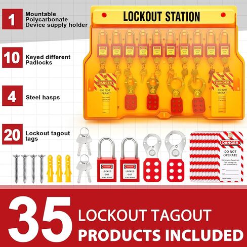 Lockout Tagout Kits, Lockout Tagout Station with Loto Devices Includes 10 Padlocks 4 Steel Hasps 20 Do Not Operate Tags Lockout Tagout Safety Tools for Industrial, Electric Power, Machinery in Saudi Arabia
