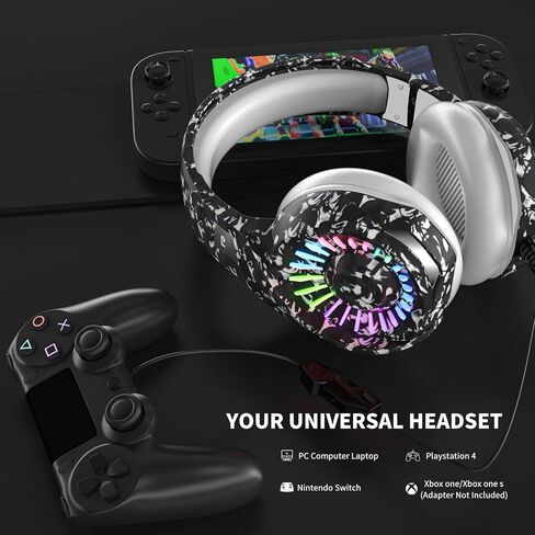 ZIUMIER Wired Gaming Headset for PC, PS5, PS4, Xbox Series X|S | Noise Canceling Microphone, LED RGB Light, 50mm Driver, 3.5mm Audio Jack, Soft Memory Foam, Multi-Platform Headphones in Saudi Arabia