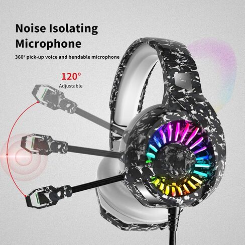 ZIUMIER Wired Gaming Headset for PC, PS5, PS4, Xbox Series X|S | Noise Canceling Microphone, LED RGB Light, 50mm Driver, 3.5mm Audio Jack, Soft Memory Foam, Multi-Platform Headphones in Saudi Arabia