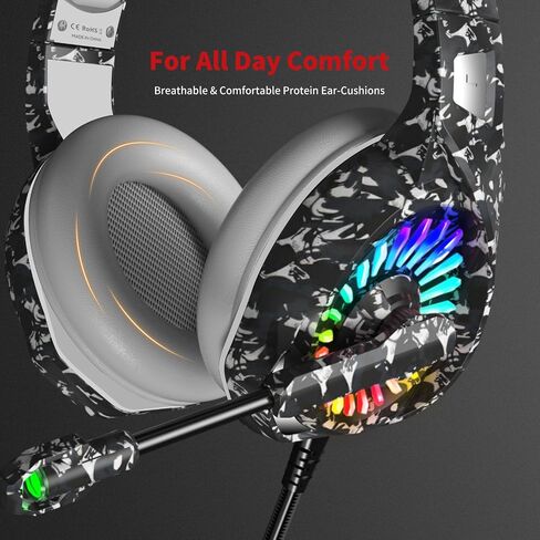ZIUMIER Wired Gaming Headset for PC, PS5, PS4, Xbox Series X|S | Noise Canceling Microphone, LED RGB Light, 50mm Driver, 3.5mm Audio Jack, Soft Memory Foam, Multi-Platform Headphones in Saudi Arabia
