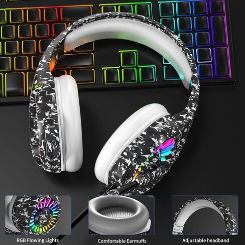 ZIUMIER Wired Gaming Headset for PC, PS5, PS4, Xbox Series X|S | Noise Canceling Microphone, LED RGB Light, 50mm Driver, 3.5mm Audio Jack, Soft Memory Foam, Multi-Platform Headphones in Saudi Arabia