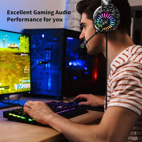 ZIUMIER Wired Gaming Headset for PC, PS5, PS4, Xbox Series X|S | Noise Canceling Microphone, LED RGB Light, 50mm Driver, 3.5mm Audio Jack, Soft Memory Foam, Multi-Platform Headphones in Saudi Arabia