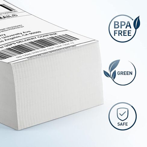 iDPRT 500 قطعة 4 × 6 ملصقات شحن، ملصق شحن مباشر حراري، ملصقات قابلة للطي بمروحة، ملصق شحن حراري لطابعة الملصقات، ملصقات لكل كومة، ملصقات فارغة للعناوين للمكتب، ملصقات لاصقة قوية in Kuwait