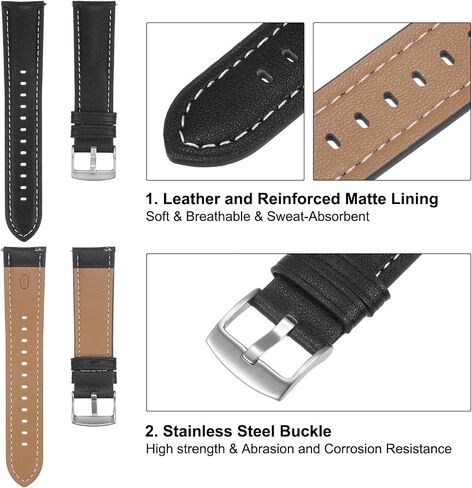 Leather Watch Band Quick Release Flexible Fit Breathable Vintage Leather Watch Strap with Spring Bar for Most Men Women Watch Smartwatch in Saudi Arabia
