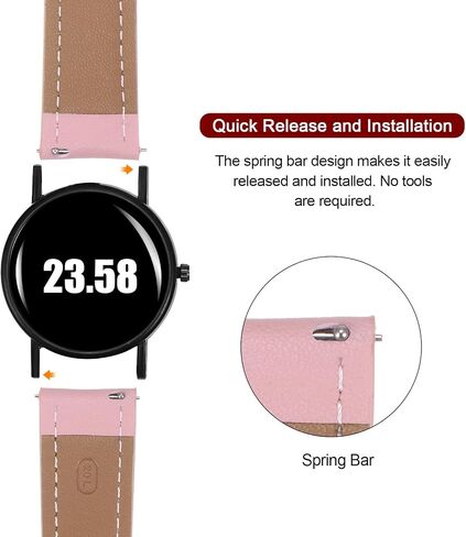 Leather Watch Band Quick Release Flexible Fit Breathable Vintage Leather Watch Strap with Spring Bar for Most Men Women Watch Smartwatch in Saudi Arabia