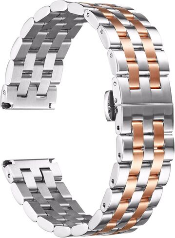 BINLUN Stainless Steel Watch Band Replacement Metal Watch Straps for Men and Women 18mm/19mm/20mm/21mm/22mm/24mm with Curved and Straight End in Silver, Gold, Black, Rose Gold, Two Toned in Kuwait