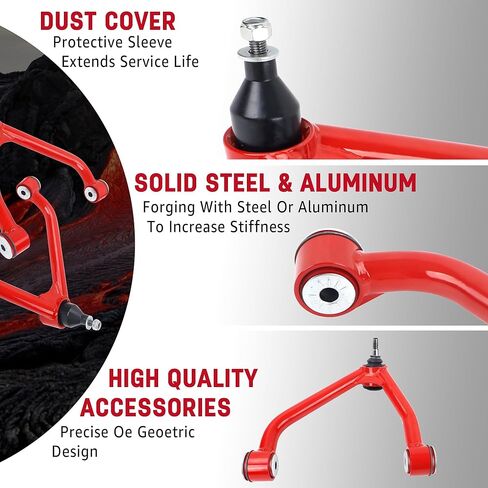أذرع التحكم العلوية الأمامية 2-4 بوصة لـ 2007-2018 سيلفرادو 1500 جي إم سي سييرا 1500 مع وصلة كروية، 2-4 بوصة تعليق رفع أذرع تحكم أنبوبية قابلة للتعديل لـ 07-14 يوكون تاهو سوبربان (أحمر) in Kuwait