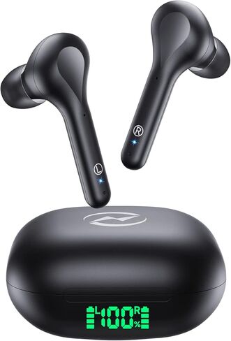 Wireless Earbuds Noise Cancelling 4 Mic Clear Call Bluetooth Headphones Wireless Charging Case LED Display Lightweight Stereo Earphones in Ear Buds 64H Playtime for iPhone Android Cell Phones Sport TV in Kuwait