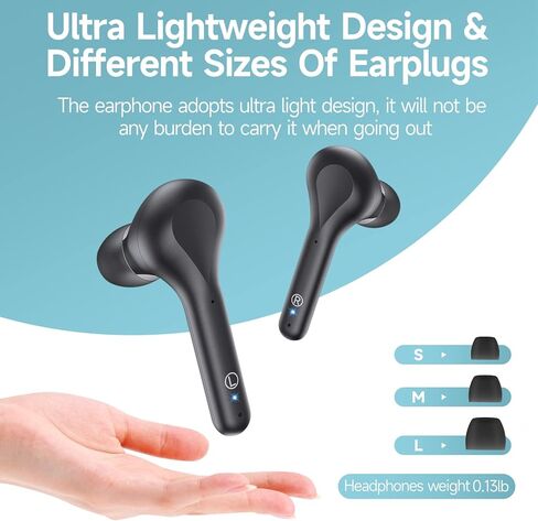 Wireless Earbuds Noise Cancelling 4 Mic Clear Call Bluetooth Headphones Wireless Charging Case LED Display Lightweight Stereo Earphones in Ear Buds 64H Playtime for iPhone Android Cell Phones Sport TV in Kuwait