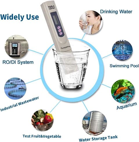 قطعة واحدة من مقياس TDS، جهاز اختبار ملح حمام السباحة الرقمي 1-9990PPM، TDS، EC ومقياس درجة الحرارة 3 في 1، جهاز اختبار الملوحة الرقمي جزء في المليون دقة متر، توصيل سبائك التيتانيوم البلاستيكي لأحواض المياه TDS-3 in Kuwait