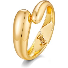 Non-Tarnish Gold Teardrop Bangles Bracelets for Women Chunky Open Cuff Statement Bracelet Irregular Twisted Hinged Waterproof Trendy Gold Plated Silver Jewlery Accessories Fashion Gifts in Saudi Arabia