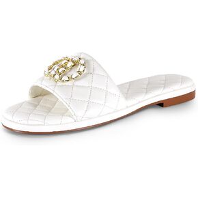 Women’s Flat Sandals – Slip On Fashion Slides With Soft Leather Slippers for Summer Open Toe Comfortable Casual Leather Slides for Beach, Travel & Daily Wear in Kuwait