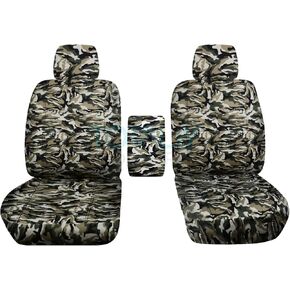 أغطية كاملة متوافقة مع أغطية مقاعد دلو شاحنة Ford F-150 Camo لعام 2009-2014 مع مسند ذراع مركزي: XLT/Texas، تمويه الأراضي الرطبة (16 مطبوعة) F-Series F150 Front in Kuwait
