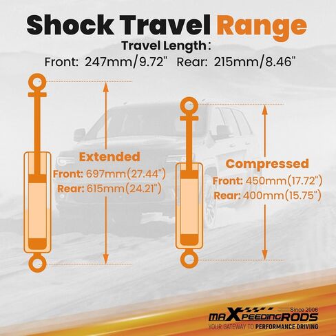 maXpeedingrods 2" Lift Kit for Jeep Grand Cherokee WJ 4WD 1999-2004, Suspension Lift Kit w/Shocks, G1 Version, Gray in Saudi Arabia