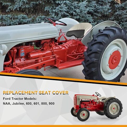 Seat Cover Compatible with Ford Tractors NAA, Jubiee, 600, 601, 800, 900, Heavy Duty Leather Seat Cover, White and Red in Saudi Arabia