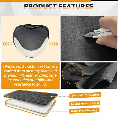 Seat Cover Compatible with Ford Tractors NAA, Jubiee, 600, 601, 800, 900, Heavy Duty Leather Seat Cover, White and Red in Saudi Arabia