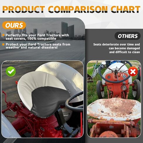 Seat Cover Compatible with Ford Tractors NAA, Jubiee, 600, 601, 800, 900, Heavy Duty Leather Seat Cover, White and Red in Saudi Arabia