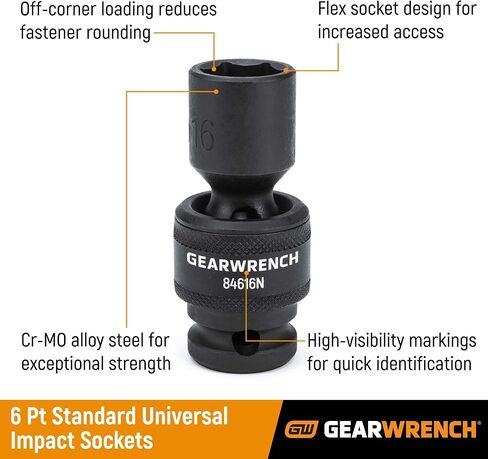مجموعة مقابس GEARWRENCH 12 قطعة 1/4 بوصة محرك 6 نقاط قياسية عالمية ذات تأثير متري | 84905 in Kuwait