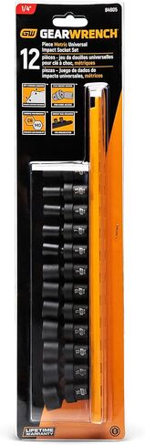 مجموعة مقابس GEARWRENCH 12 قطعة 1/4 بوصة محرك 6 نقاط قياسية عالمية ذات تأثير متري | 84905 in Kuwait