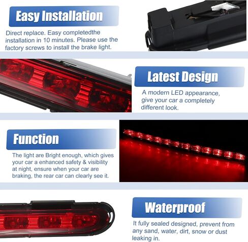X AUTOHAUX High Level Third Rear Brake Stop Light A2118201556 for Mercedes-Benz E 320 4Matic Base 3.2L V6 - Gas 2004 Red in Saudi Arabia
