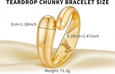 Non-Tarnish Gold Teardrop Bangles Bracelets for Women Chunky Open Cuff Statement Bracelet Irregular Twisted Hinged Waterproof Trendy Gold Plated Silver Jewlery Accessories Fashion Gifts in Saudi Arabia