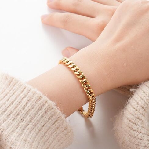 18K gold bracelet, women's hip-hop mesh bracelet, men's solid Miami Cuban bracelet, Valentine's Day/Birthday/Christmas gift box packaging in Saudi Arabia