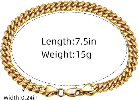 18K gold bracelet, women's hip-hop mesh bracelet, men's solid Miami Cuban bracelet, Valentine's Day/Birthday/Christmas gift box packaging in Saudi Arabia