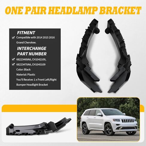 Front Bumper Headlight Support Brackets 1 Pair Compatible with 2014-2016 Grand Cherokee Bumper Brackets 68223469AA 68223470AA in Saudi Arabia