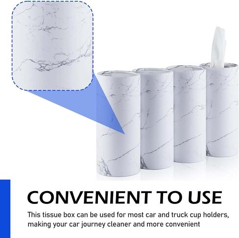 4PCS Car Tissue Holder, Car Travel Cup Holder with 4 Pack Facial Tissues, Tissues Cylinder Box Container, Auto Interior Accessories, Universal for Sedan, SUV, Truck (Black) in Saudi Arabia
