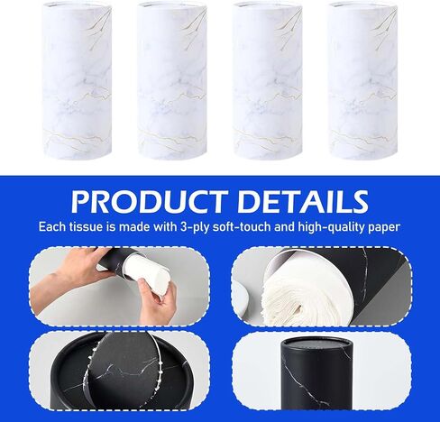 4PCS Car Tissue Holder, Car Travel Cup Holder with 4 Pack Facial Tissues, Tissues Cylinder Box Container, Auto Interior Accessories, Universal for Sedan, SUV, Truck (Black) in Saudi Arabia