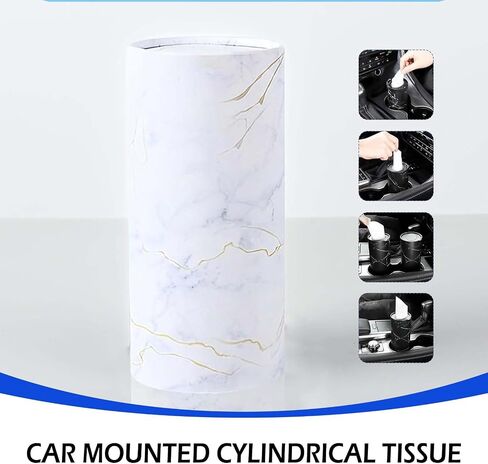 4PCS Car Tissue Holder, Car Travel Cup Holder with 4 Pack Facial Tissues, Tissues Cylinder Box Container, Auto Interior Accessories, Universal for Sedan, SUV, Truck (Black) in Saudi Arabia
