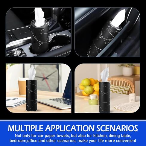 4PCS Car Tissue Holder, Car Travel Cup Holder with 4 Pack Facial Tissues, Tissues Cylinder Box Container, Auto Interior Accessories, Universal for Sedan, SUV, Truck (Black) in Saudi Arabia