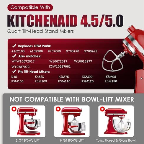 K45B Coated Flat Beater for Kitchenaid Stand Mixer,4.5-5 Quart Flat Beater Replacement for Kitchenaid Mixer Attachments,White in Kuwait