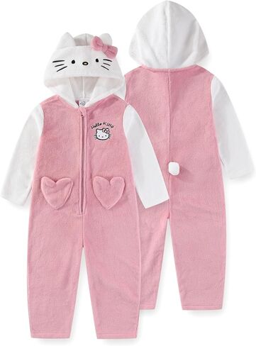 معطف بغطاء للرأس للفتيات من Hello Kitty Sanrio مع أذنين وفيونكة للأطفال الصغار والكبار in Kuwait