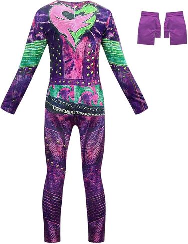 MetCuento Gilrs Halloween Costume Kids Halloween Cosplay Costumes Party Dress up Jumpsuits Bodysuit with Wig and Gloves in Saudi Arabia