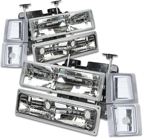 مجموعة المصابيح الأمامية من Auto Dynasty متوافقة مع Chevy C10 Silverado Tahoe Suburban C/K 1500 2500 3500 Blazer 1994 1995 1996 1997 1998، مصابيح زاوية المصد، جانب السائق والراكب، غطاء أسود in Saudi Arabia